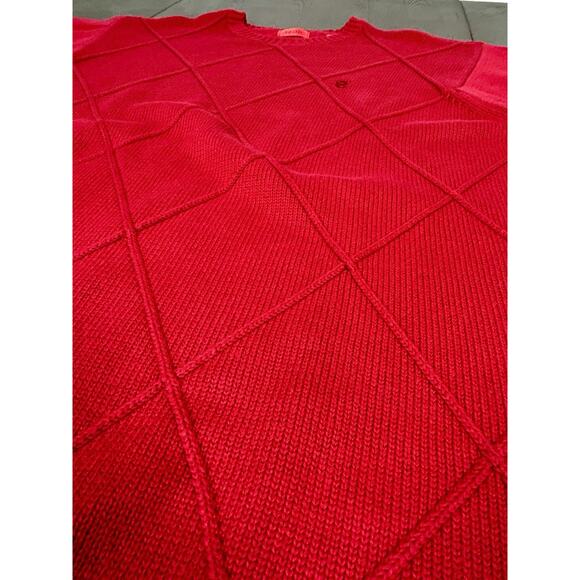 Vintage IZOD Cotton Sweater Men's Large Solid Red Diamond Pattern Christmas - Picture 4 of 11